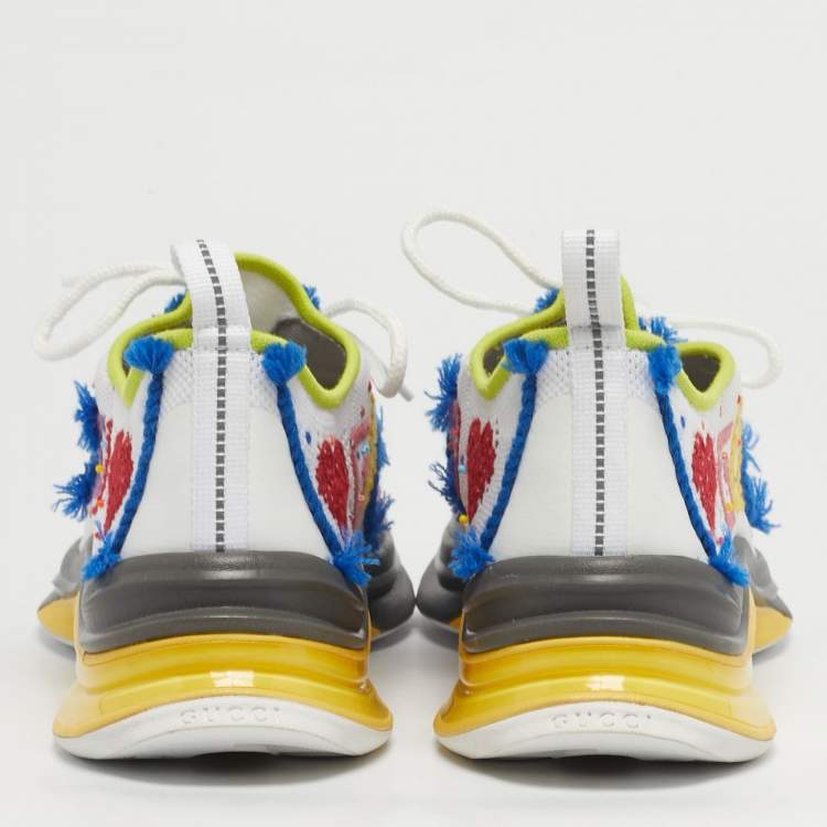 Pre Owned Gucci Lovelight Size 41 Multicolor Knit Fabric Low Top Sneakers