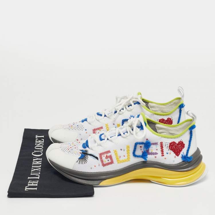 Pre Owned Gucci Lovelight Size 41 Multicolor Knit Fabric Low Top Sneakers