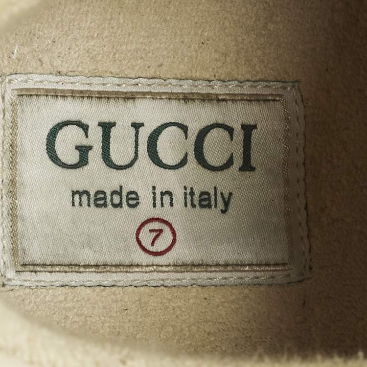 Pre Owned Gucci Rhyton Size 41 Cream Leather Star Lace Up Sneakers