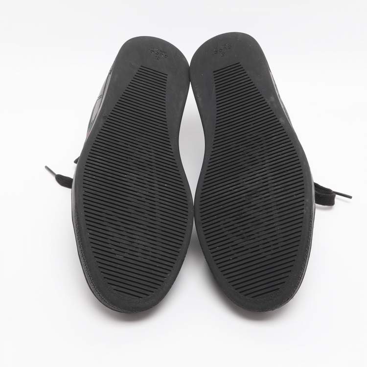 Pre Owned Gucci Ace Web Stripe Size 41.5 Black Leather Low Top Sneakers