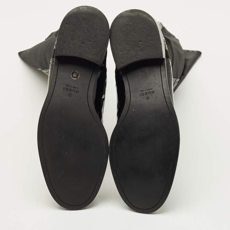 مملوكة مسبقًا حذاء بوت ركوب غووتشي جلد أسود طول الركبة مقاس 42.5