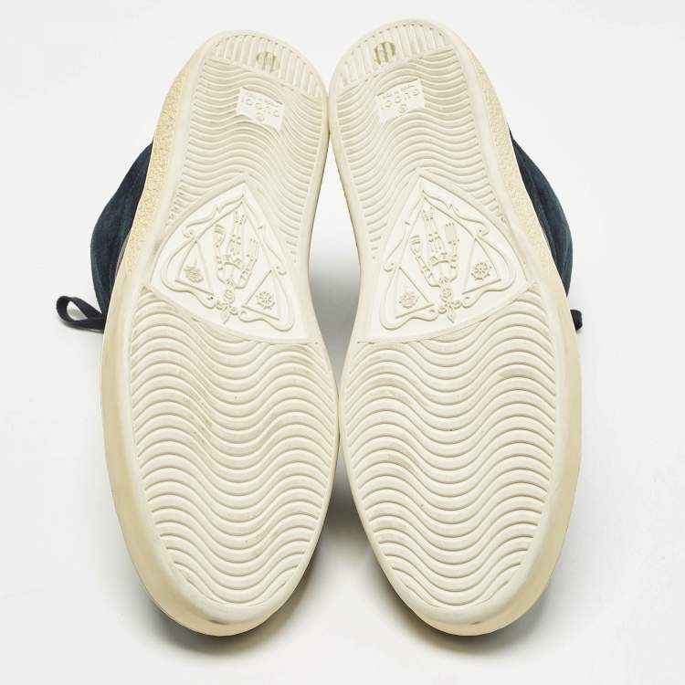 مملوكة مسبقًا Gucci Web Size 44 Navy Blue Suede High Top Sneakers