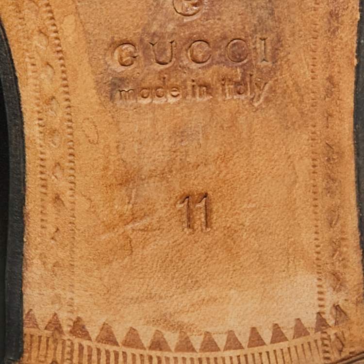 Pre Owned Gucci Horsebit Size 45 Black Leather Loafers