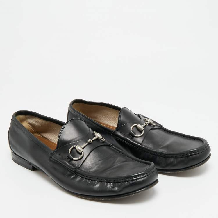Pre Owned Gucci Horsebit Size 45 Black Leather Loafers