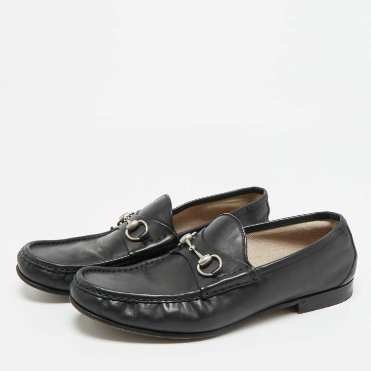 Pre Owned Gucci Horsebit Size 45 Black Leather Loafers