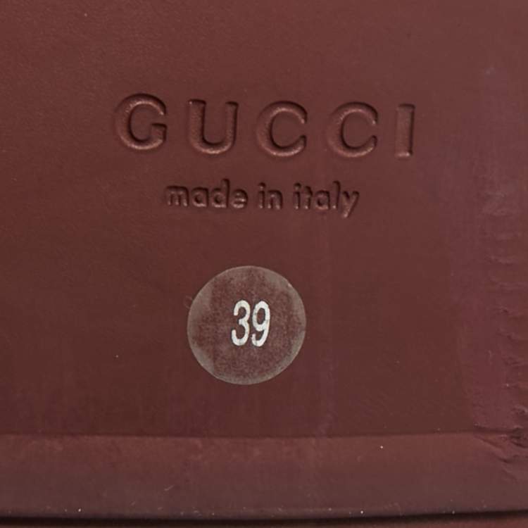 Pre Owned Gucci Horsebit Size 39 Burgundy GG Suede Flat Mules