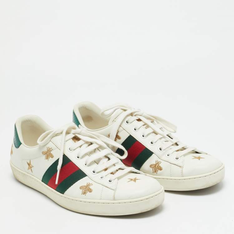 مملوكة مسبقًا Gucci Ace Size 43 White Leather Lace Up  Sneakers