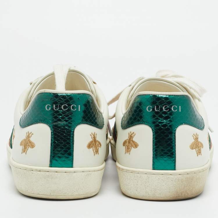 مملوكة مسبقًا Gucci Ace Size 43 White Leather Lace Up  Sneakers
