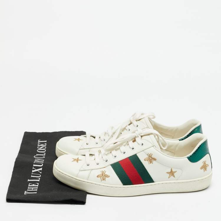 مملوكة مسبقًا Gucci Ace Size 43 White Leather Lace Up  Sneakers