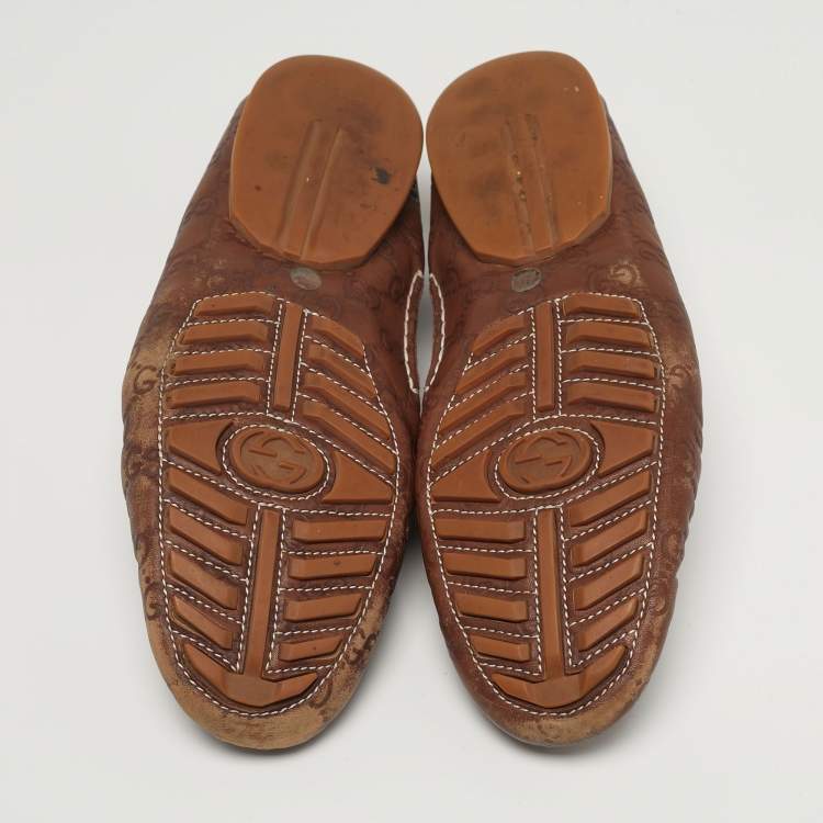 Pre Owned حذاء لوفرز غوتشي غوتشيسيما جلد بني مقاس 44.5