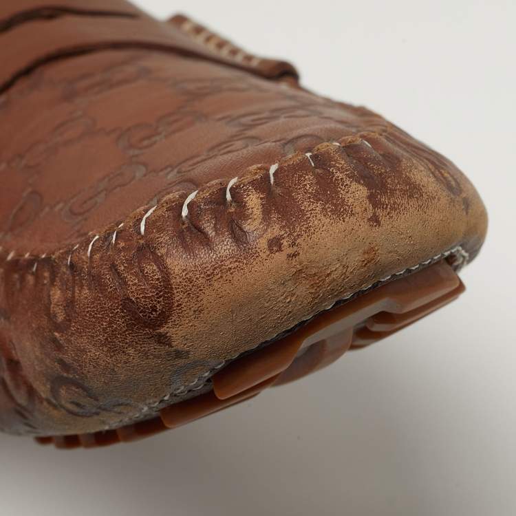 Pre Owned حذاء لوفرز غوتشي غوتشيسيما جلد بني مقاس 44.5