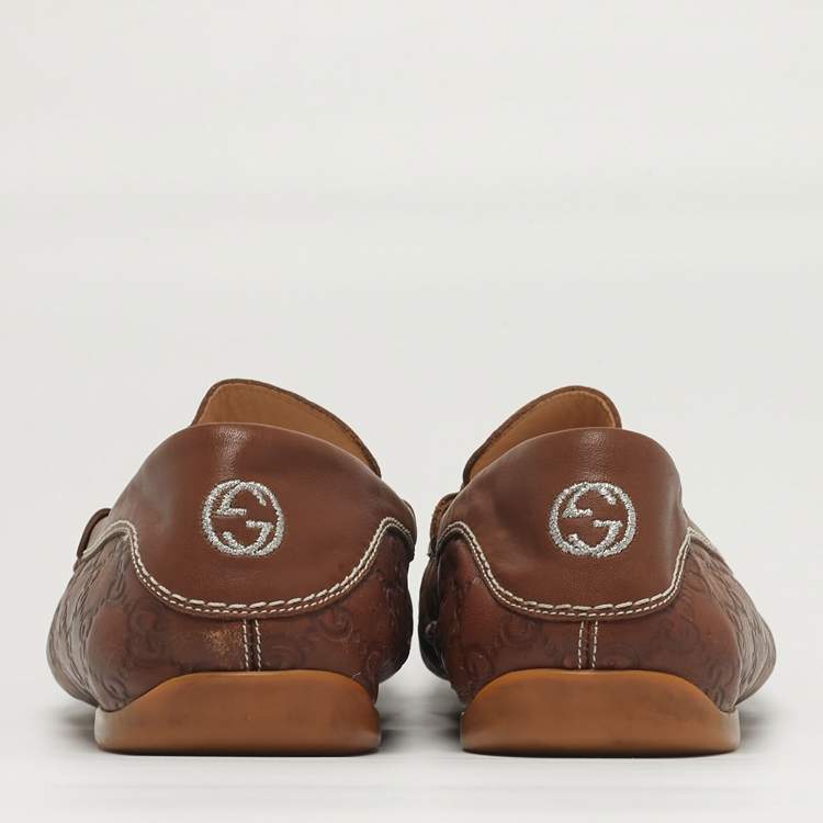 Pre Owned حذاء لوفرز غوتشي غوتشيسيما جلد بني مقاس 44.5