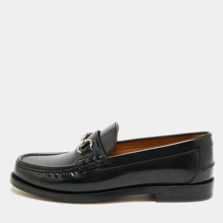 Pre Owned Gucci Horsebit Size 42 Black Leather Loafers