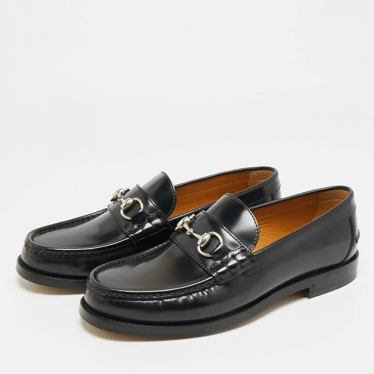 Pre Owned Gucci Horsebit Size 42 Black Leather Loafers
