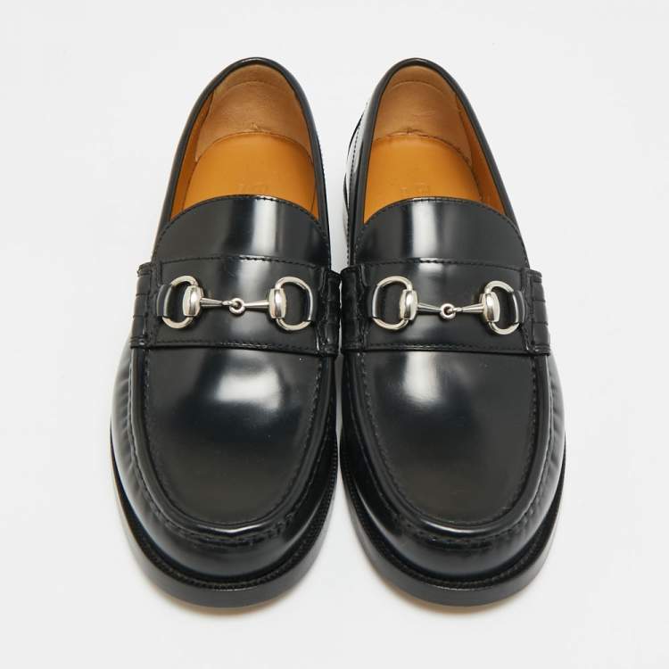 Pre Owned Gucci Horsebit Size 42 Black Leather Loafers