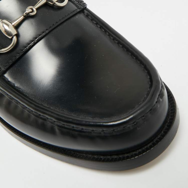 Pre Owned Gucci Horsebit Size 42 Black Leather Loafers