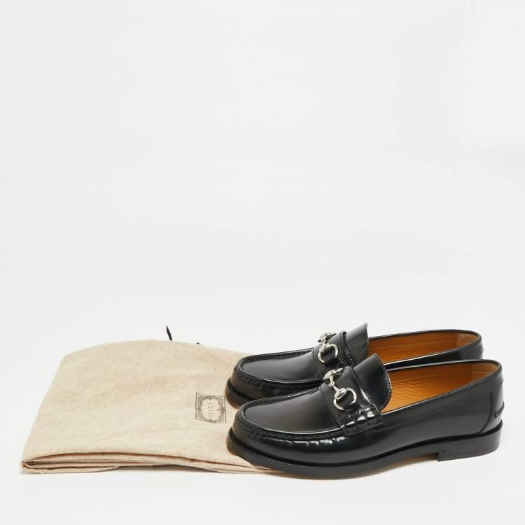 Pre Owned Gucci Horsebit Size 42 Black Leather Loafers