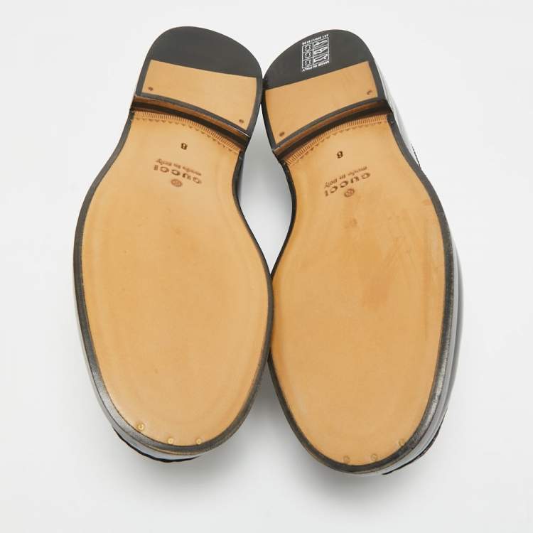 Pre Owned Gucci Horsebit Size 42 Black Leather Loafers