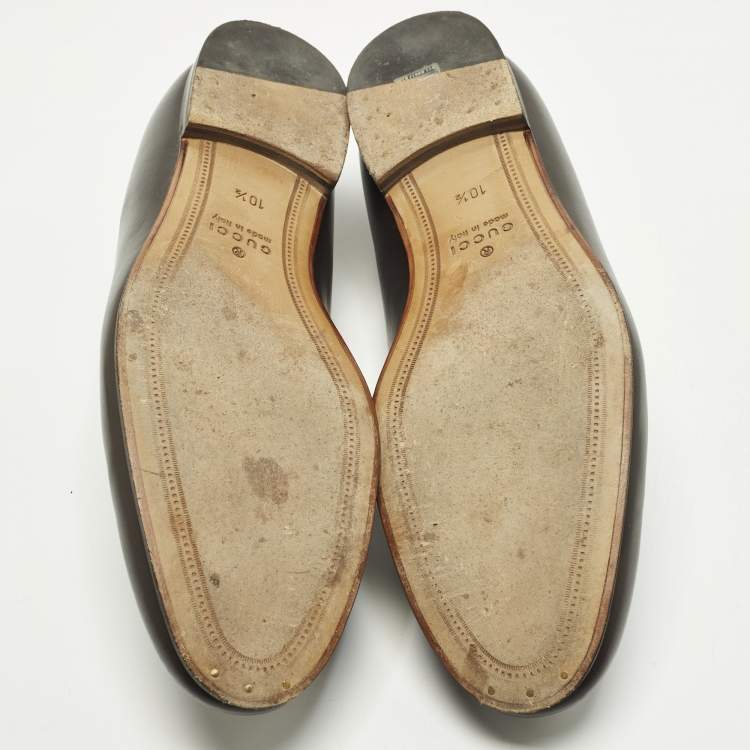 Pre Owned Gucci Jordy Size 44.5 Brown Guccissima Leather Loafers