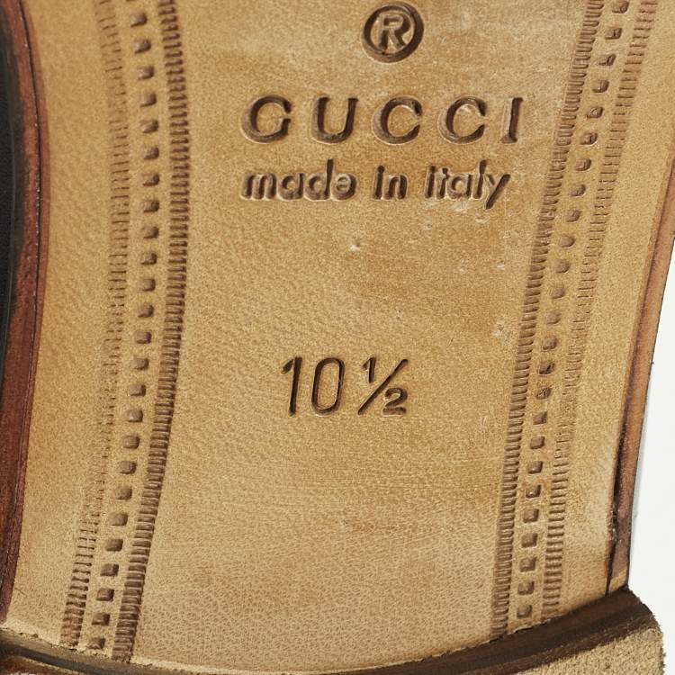 Pre Owned Gucci Jordy Size 44.5 Brown Guccissima Leather Loafers