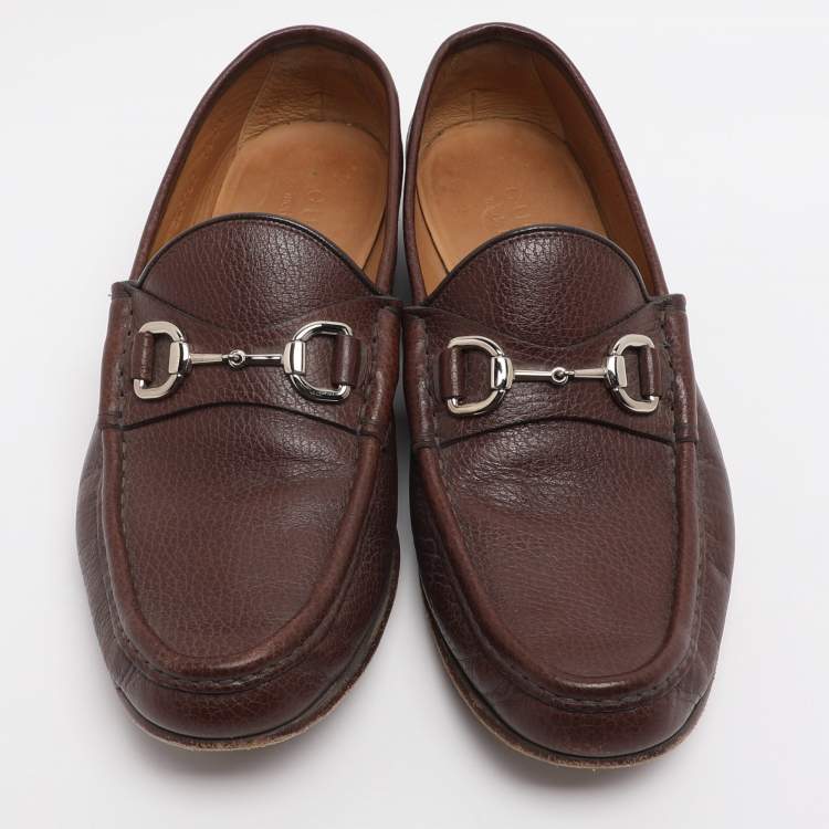 Pre Owned Gucci Horsebit Size 41.5 Brown Leather Loafers