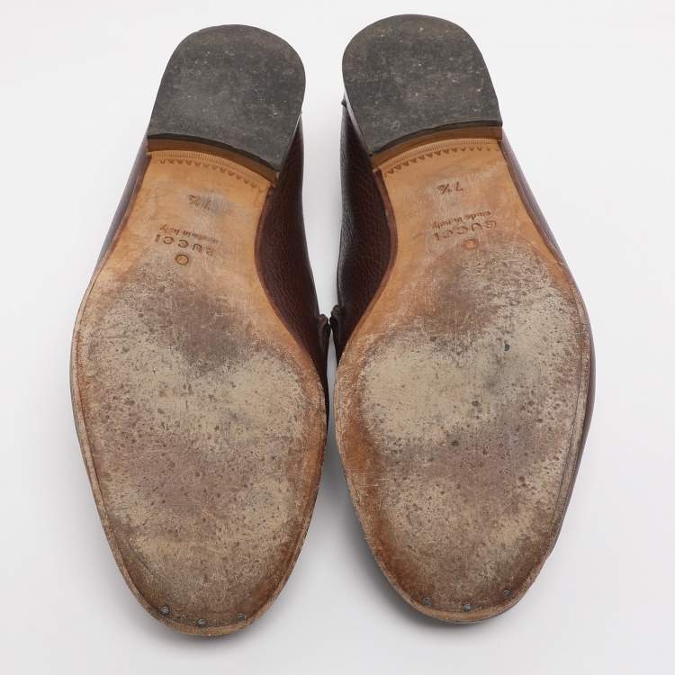 Pre Owned Gucci Horsebit Size 41.5 Brown Leather Loafers
