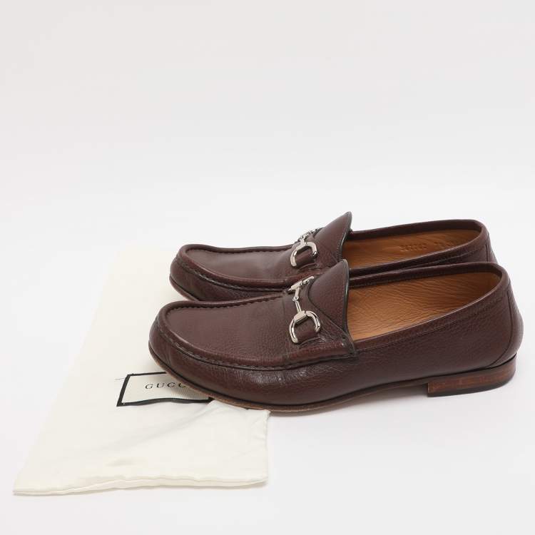Pre Owned Gucci Horsebit Size 41.5 Brown Leather Loafers