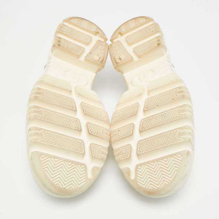 Pre Owned حذاء لوفر رياضي غوتشي حصان جلد أبيض وجلد لامع مقاس 41.5