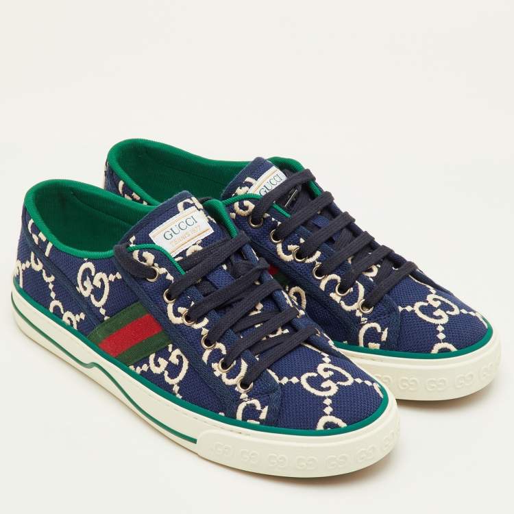 Pre Owned Gucci Tennis 1977 Size 41.5 Blue Canvas Low Top Sneakers