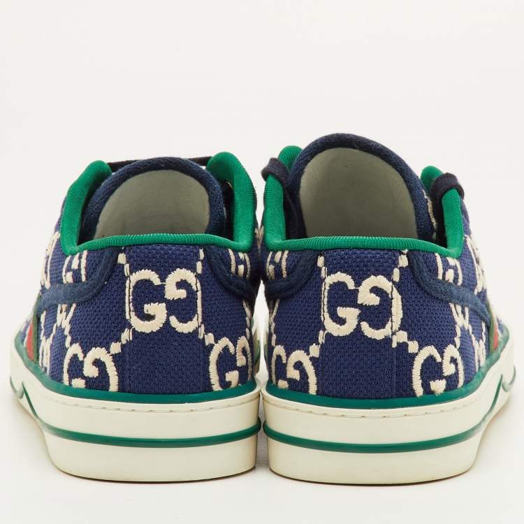 Pre Owned Gucci Tennis 1977 Size 41.5 Blue Canvas Low Top Sneakers