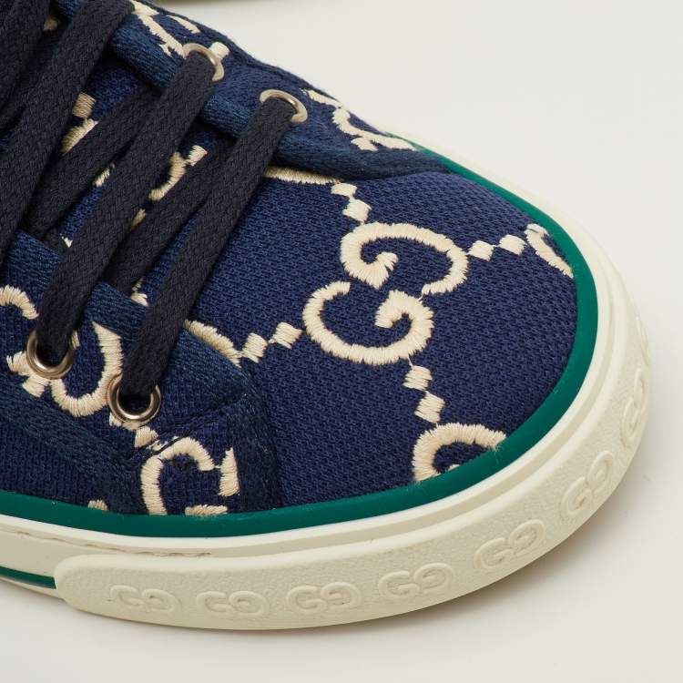 Pre Owned Gucci Tennis 1977 Size 41.5 Blue Canvas Low Top Sneakers