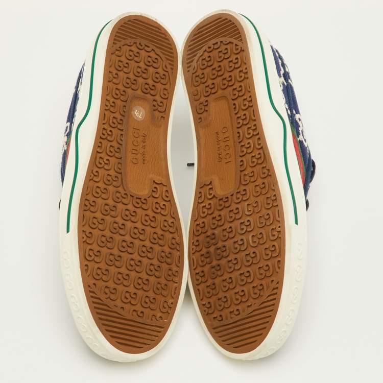 Pre Owned Gucci Tennis 1977 Size 41.5 Blue Canvas Low Top Sneakers
