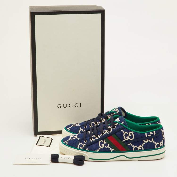 Pre Owned Gucci Tennis 1977 Size 41.5 Blue Canvas Low Top Sneakers