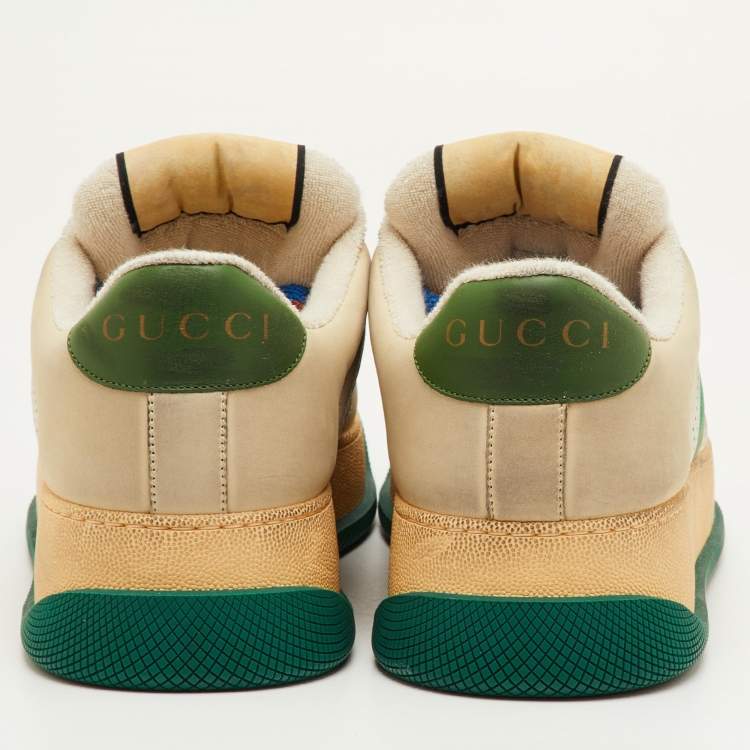 Pre Owned Gucci Screener Size 41.5 Multicolor Canvas and Nubuck Leather Low Top Sneakers