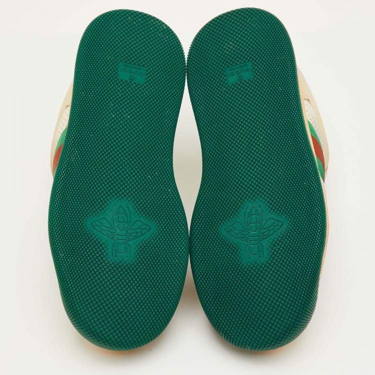 Pre Owned Gucci Screener Size 41.5 Multicolor Canvas and Nubuck Leather Low Top Sneakers