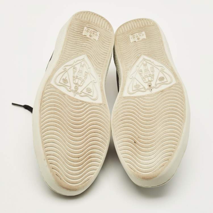 Pre Owned Gucci Ace Size 42 Grey GG Canvas and Python Embossed Supreme Web Lace Up Sneakers