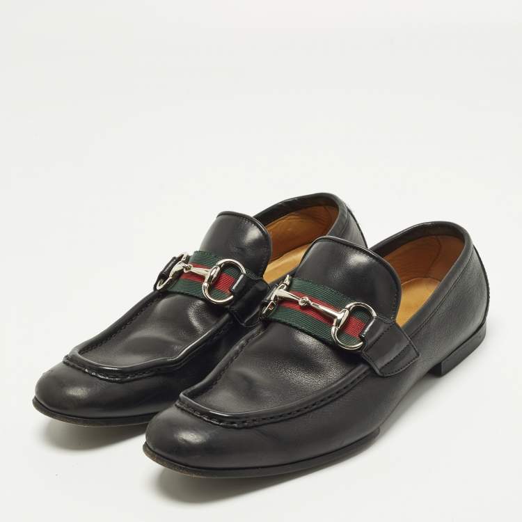 Pre Owned Gucci Horsebit Size 39 Black Leather Loafers