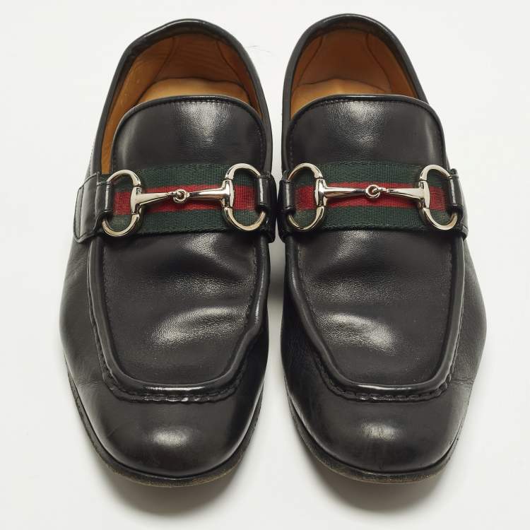 Pre Owned Gucci Horsebit Size 39 Black Leather Loafers