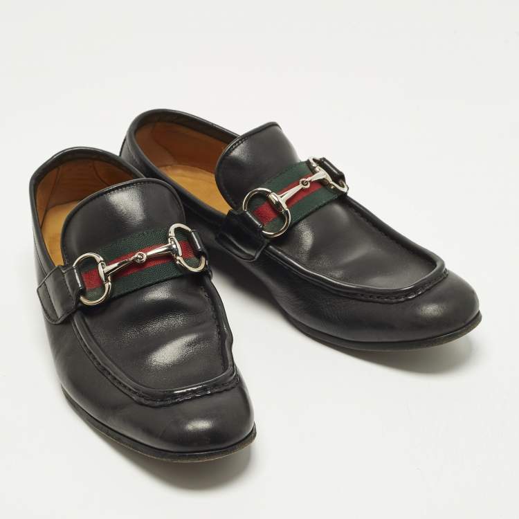 Pre Owned Gucci Horsebit Size 39 Black Leather Loafers