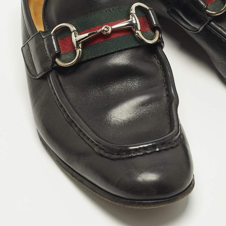 Pre Owned Gucci Horsebit Size 39 Black Leather Loafers