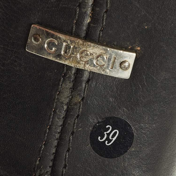 Pre Owned Gucci Horsebit Size 39 Black Leather Loafers