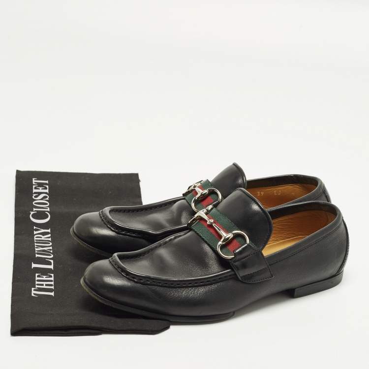 Pre Owned Gucci Horsebit Size 39 Black Leather Loafers