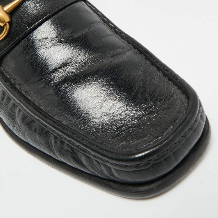 Pre Owned Gucci Horsebit Size 41 Black Leather Ankle Length Boots