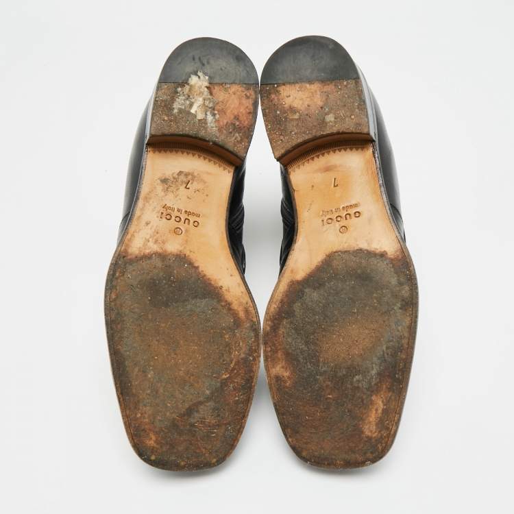 Pre Owned Gucci Horsebit Size 41 Black Leather Ankle Length Boots