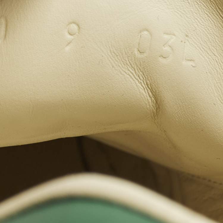 مملوكة مسبقًا Gucci Ace Size 43 Cream Python Embossed Leather Lace Up Sneakers