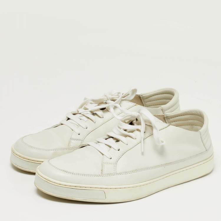 Pre Owned Gucci Size 44 White Leather Low Top Sneakers