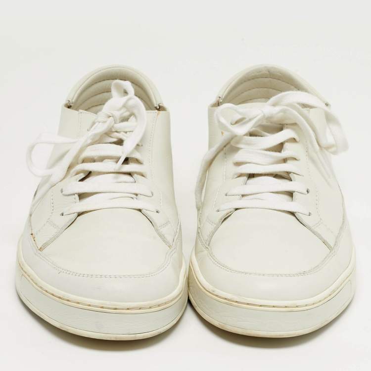 Pre Owned Gucci Size 44 White Leather Low Top Sneakers