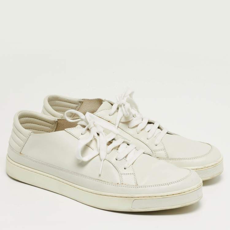 Pre Owned Gucci Size 44 White Leather Low Top Sneakers