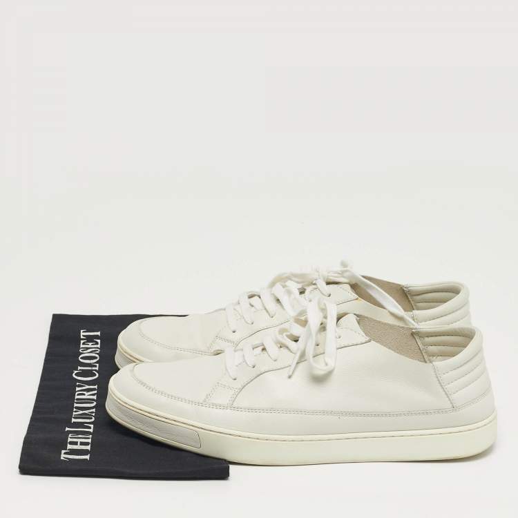 Pre Owned Gucci Size 44 White Leather Low Top Sneakers