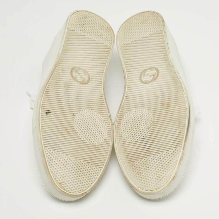 Pre Owned Gucci Size 44 White Leather Low Top Sneakers